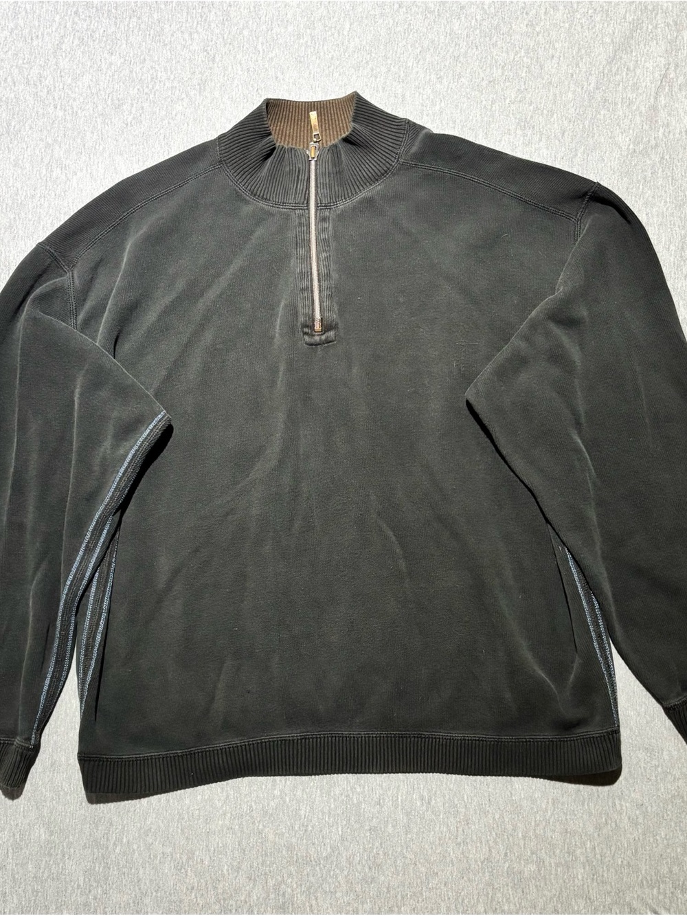 Tommy Bahama Black Half-Zip Sweater with Blue Trim